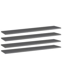 Ripiani per Libreria 4pz Grigio Lucido 100x20x1,5cm Multistrato 2