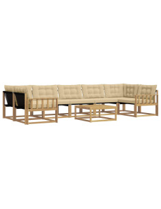 Set di divani da esterno 8 pcs Bianco e Beige 79 x 79 x 37 cm 2