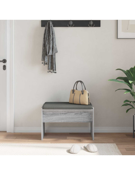 Panca per ingresso con cuscino Grigio Sonoma 63 x 38 x 40 cm