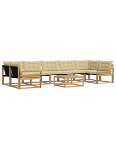 Set di divani da esterno 8 pcs Bianco e Beige 79 x 79 x 37 cm 2