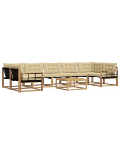 Set di divani da esterno 8 pcs Bianco e Beige 79 x 79 x 37 cm 2