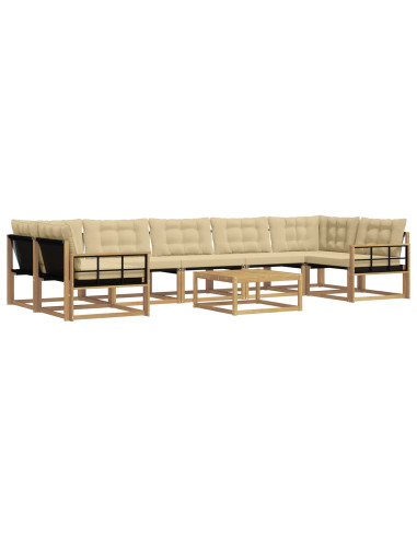 Set di divani da esterno 8 pcs Bianco e Beige 79 x 79 x 37 cm