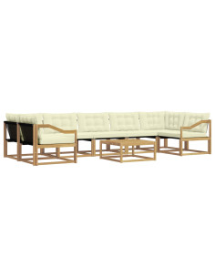Set di divani da esterno 8 pcs Bianco e Crema 79 x 79 x 37 cm 2