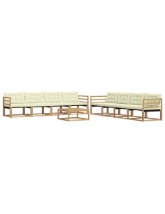 Set di divani da esterno 9 pcs Bianco e Crema 79 x 79 x 37 cm 2