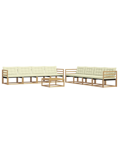 Set di divani da esterno 9 pcs Bianco e Crema 79 x 79 x 37 cm