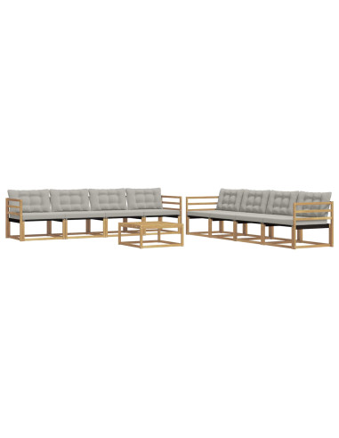 Set di divani da esterno 9 pcs Bianco e Grigio Chiaro
