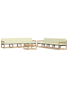 Set di divani da esterno 9 pcs Bianco e Crema 79 x 79 x 37 cm 2