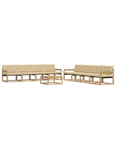 Set di divani da esterno 9 pcs Bianco e Beige 79 x 79 x 37 cm 2