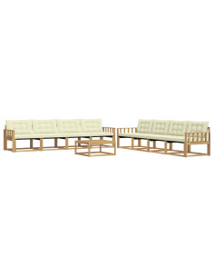 Set di divani da esterno 9 pcs Bianco e Crema 79 x 79 x 37 cm 2