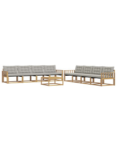 Set di divani da esterno 9 pcs Bianco e Grigio Chiaro 2