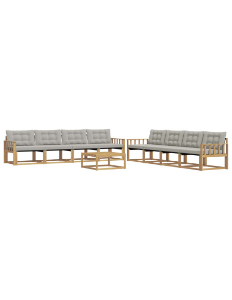 Set di divani da esterno 9 pcs Bianco e Grigio Chiaro