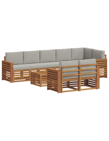 Set divani con cuscino 9 pcs Grigio Naturale e Chiaro