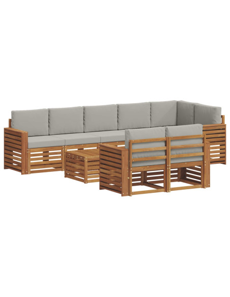Set divani con cuscino 9 pcs Grigio Naturale e Chiaro