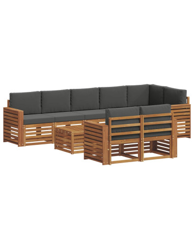 Set divani 9 pcs Naturale e Antracite Legno di Acacia Massello