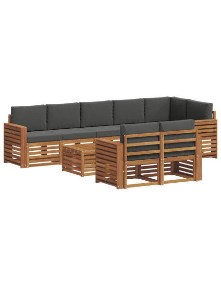Set divani 9 pcs Naturale e Antracite Legno di Acacia Massello