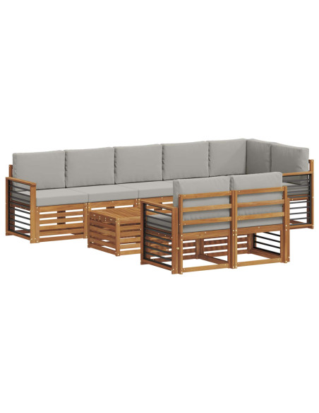 Set divani con cuscino 9 pcs Grigio Naturale e Chiaro