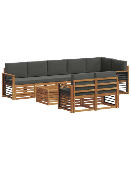 Set divani 9 pcs Naturale e Antracite Legno di Acacia Massello