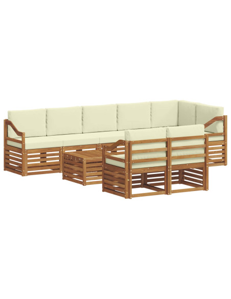 Set divani 9 pcs Naturale e Crema Legno di Acacia Massello