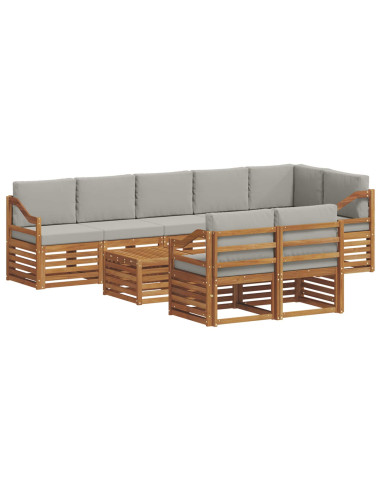 Set divani con cuscino 9 pcs Grigio Naturale e Chiaro
