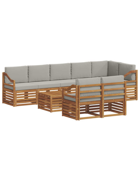 Set divani con cuscino 9 pcs Grigio Naturale e Chiaro