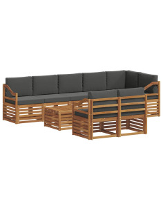 Set divani 9 pcs Naturale e Antracite Legno di Acacia Massello 2