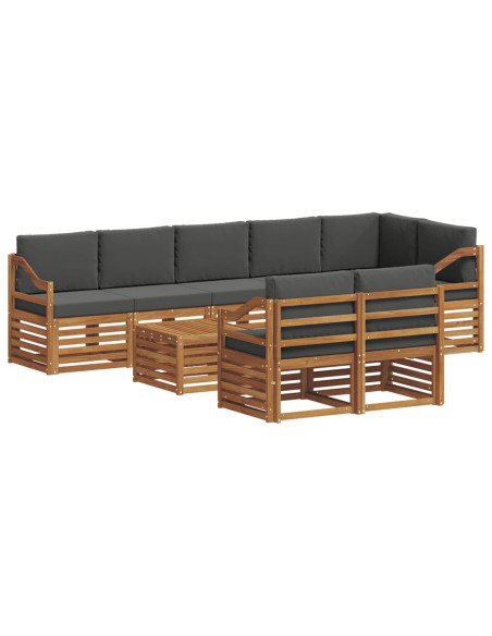 Set divani 9 pcs Naturale e Antracite Legno di Acacia Massello