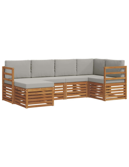 Set divani con cuscino 6 pcs Grigio Naturale e Chiaro