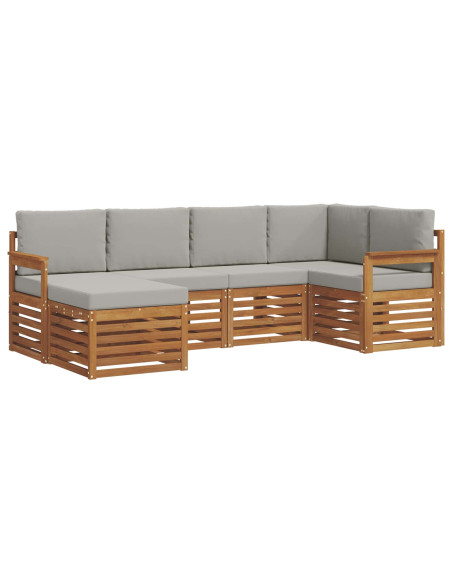 Set divani con cuscino 6 pcs Grigio Naturale e Chiaro