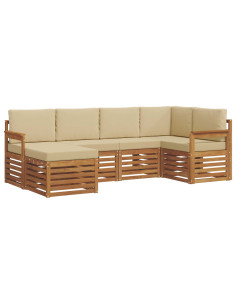 Set divani 6 pcs Naturale e Beige Legno di Acacia Massello 2