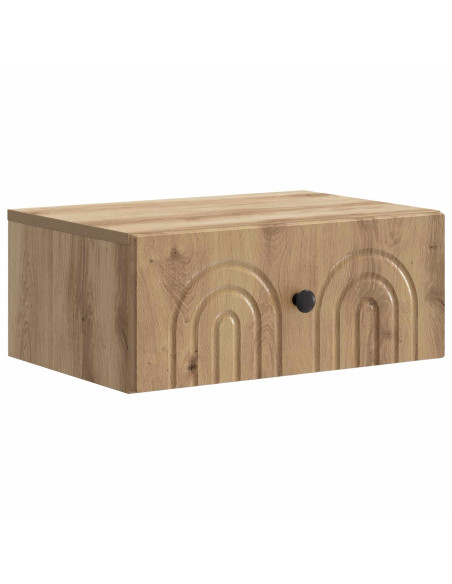 Mobiletto da notte a muro con cassetto 2 pcs Rovere Artigianale