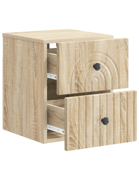 Mobiletto da notte a muro 2 pcs Rovere Sonoma 33 x 34,5 x 40 cm