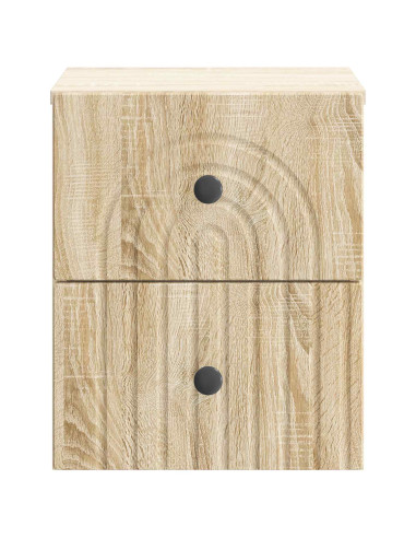Mobiletto da notte a muro 2 pcs Rovere Sonoma 33 x 34,5 x 40 cm
