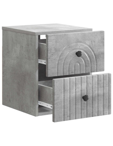 Mobiletto da notte a muro Grigio Cemento 33 x 34,5 x 40 cm