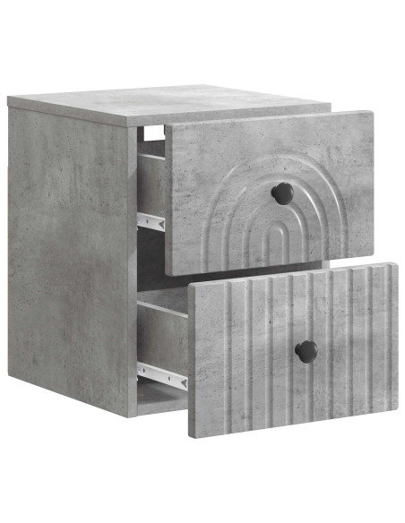 Mobiletto da notte a muro Grigio Cemento 33 x 34,5 x 40 cm