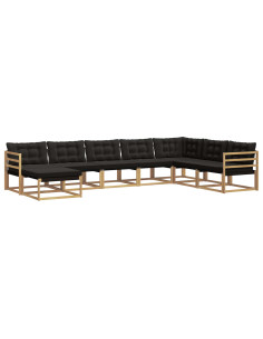 Set di divani da esterno con cuscino 8 pcs Bianco e Nero 2