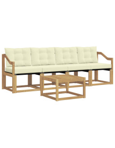 Set di divani da esterno con cuscino 5 pcs Bianco e Crema 2