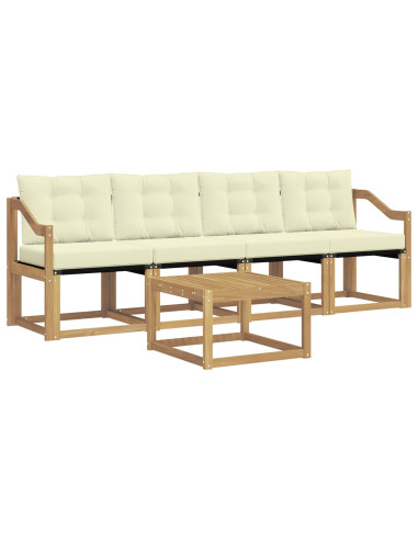 Set di divani da esterno con cuscino 5 pcs Bianco e Crema