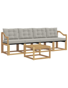 Set di divani da esterno 5 pcs Bianco e Grigio Chiaro 2