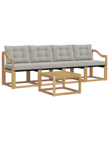 Set di divani da esterno 5 pcs Bianco e Grigio Chiaro