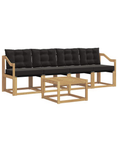 Set di divani da esterno con cuscino 5 pcs Bianco e Nero 2