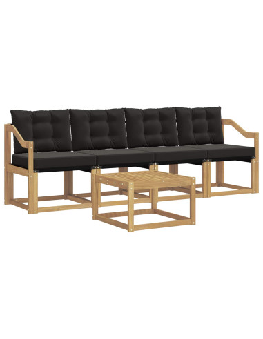 Set di divani da esterno con cuscino 5 pcs Bianco e Nero