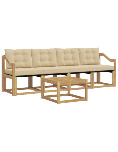 Set di divani da esterno con cuscino 5 pcs Bianco e Beige 2