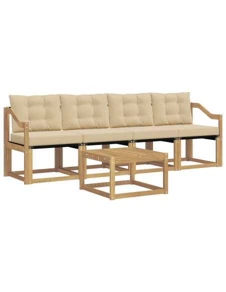 Set di divani da esterno con cuscino 5 pcs Bianco e Beige