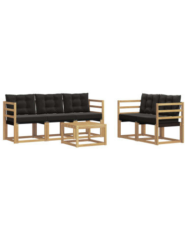 Set di divani da esterno con cuscino 6 pcs Bianco e Nero