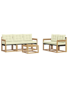 Set di divani da esterno con cuscino 6 pcs Bianco e Crema 2
