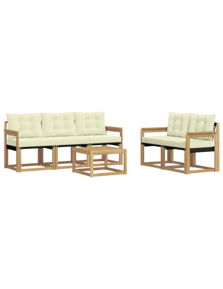 Set di divani da esterno con cuscino 6 pcs Bianco e Crema