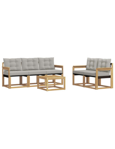 Set di divani da esterno 6 pcs Bianco e Grigio Chiaro