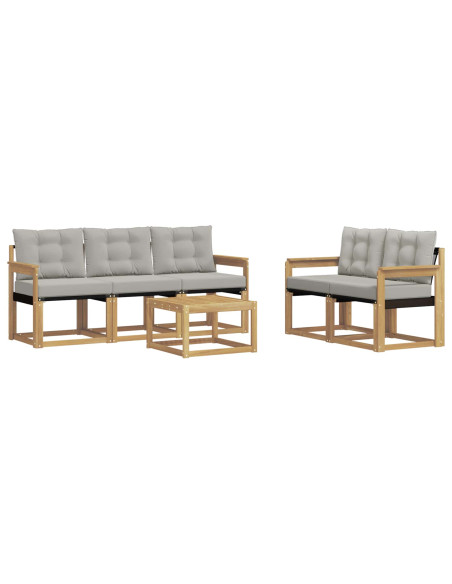 Set di divani da esterno 6 pcs Bianco e Grigio Chiaro