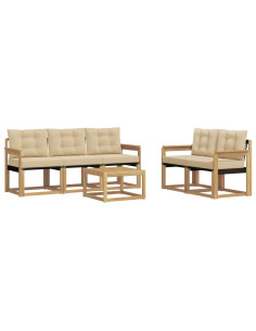 Set di divani da esterno con cuscino 6 pcs Bianco e Beige 2