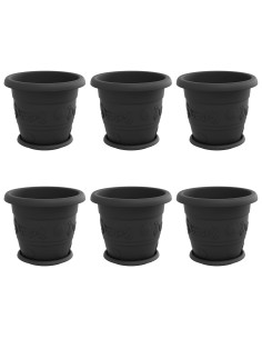 Vasi per Piante 6 pcs Nero Ø 30 x 25 cm Plastica 2
